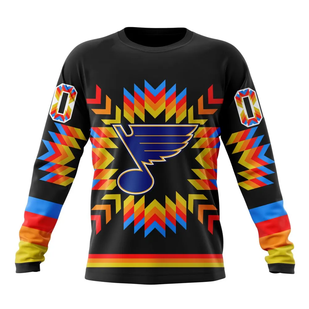 NHL St. Louis Blues Special Design With Native Pattern St2306 Long Sleeved Sweatshirt 