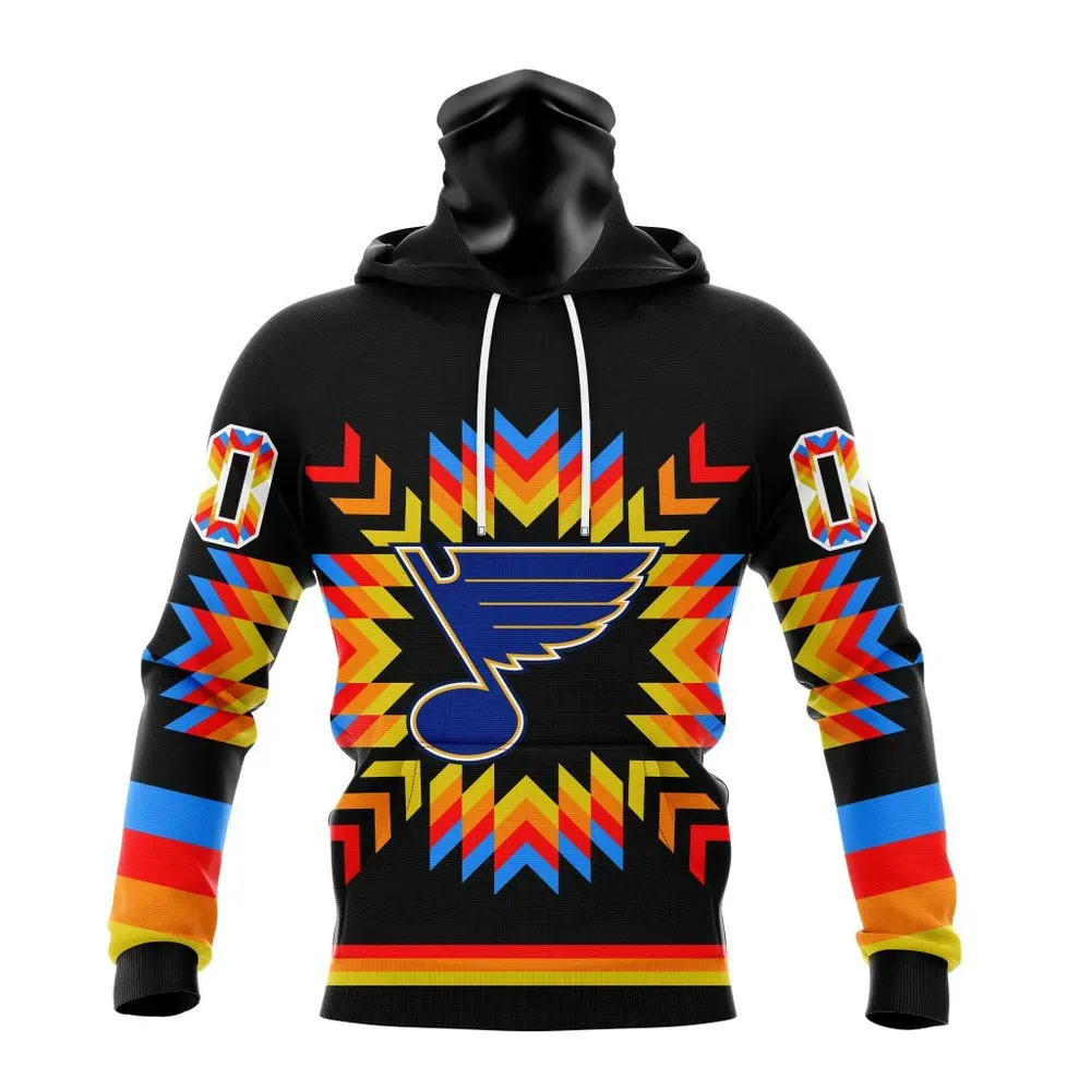 NHL St. Louis Blues Special Design With Native Pattern St2306 Mask Hoodie