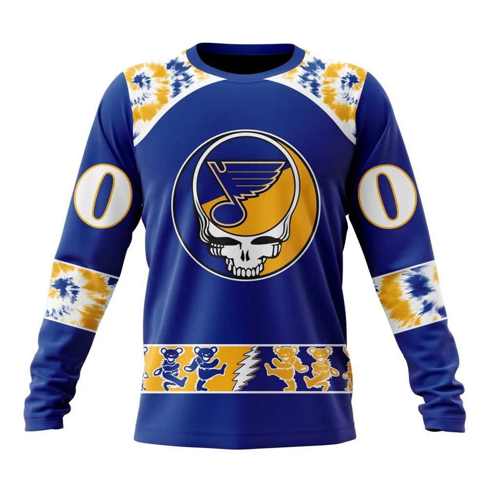 NHL St. Louis Blues Special Grateful Dead Design St2301 Long Sleeved Sweatshirt 