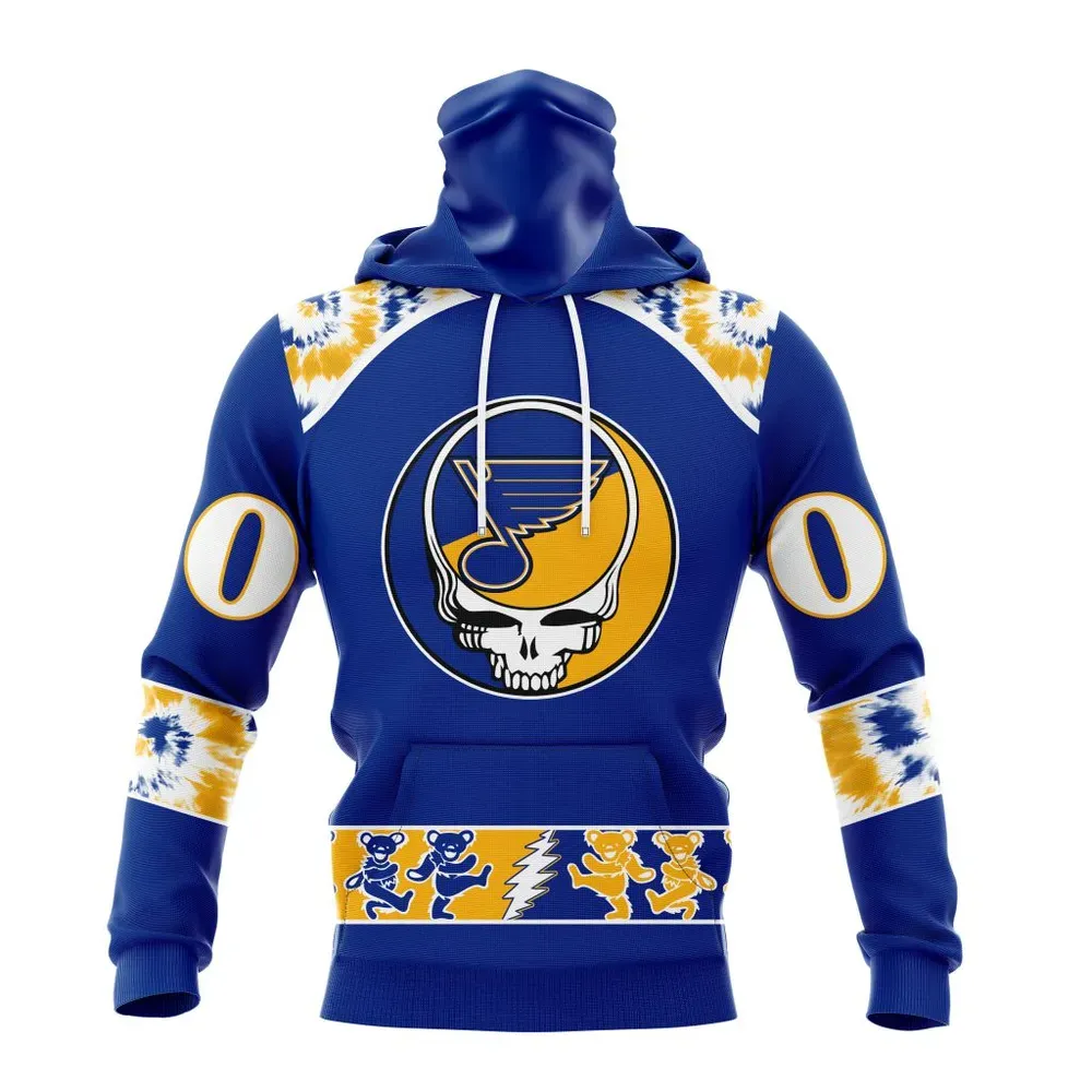 NHL St. Louis Blues Special Grateful Dead Design St2301 Mask Hoodie