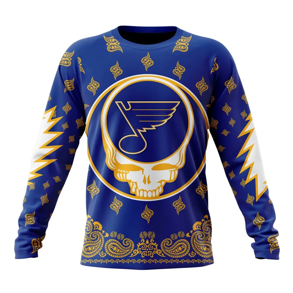 NHL St. Louis Blues Special Grateful Dead Design St2303 Long Sleeved Sweatshirt 