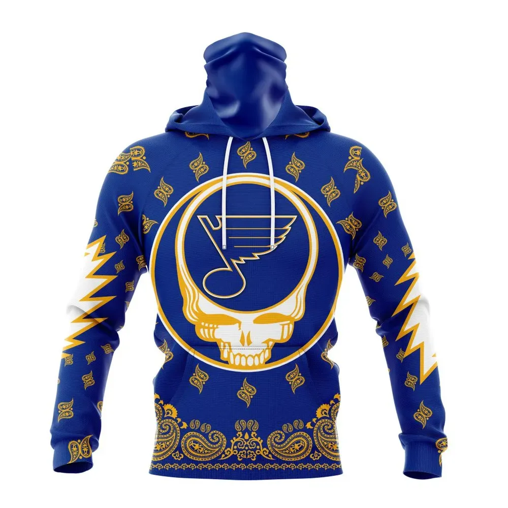 NHL St. Louis Blues Special Grateful Dead Design St2303 Mask Hoodie