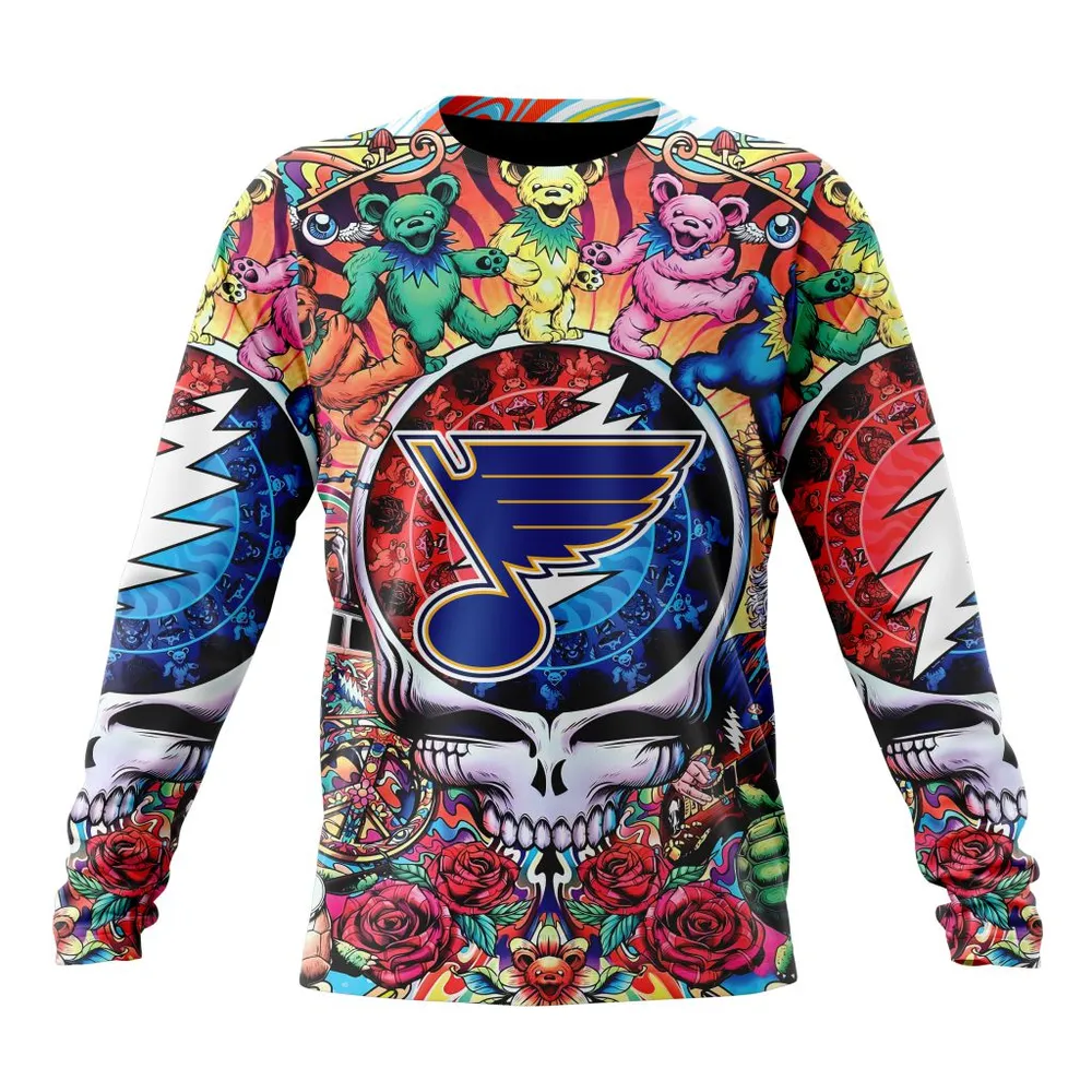 NHL St. Louis Blues Special Grateful Dead Design St2304 Long Sleeved Sweatshirt 