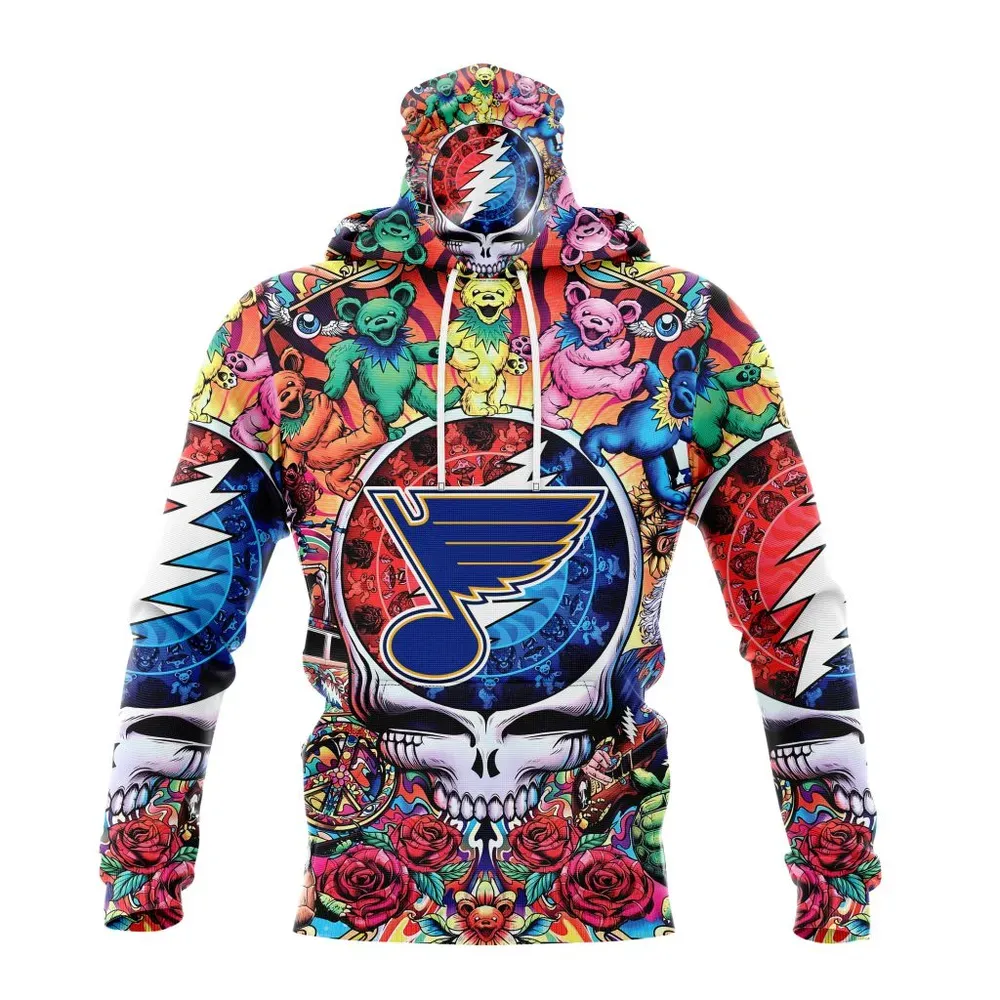 NHL St. Louis Blues Special Grateful Dead Design St2304 Mask Hoodie