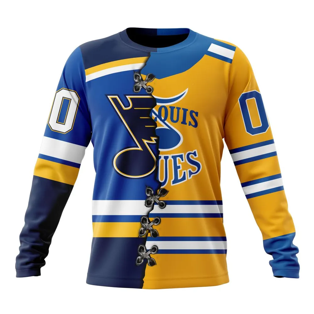 NHL St. Louis Blues Special Home Mix Reverse Retro Personalized Kits Long Sleeved Sweatshirt 