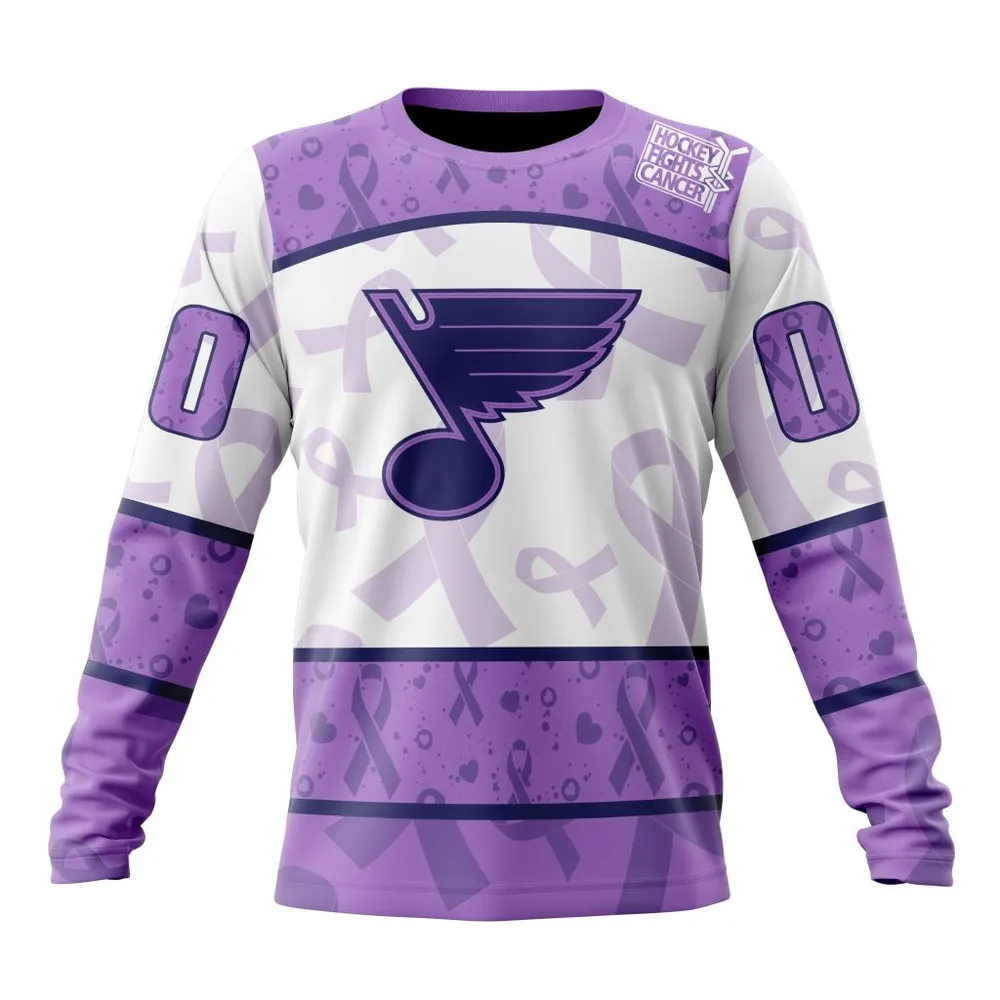 NHL St Louis Blues Special Lavender Fight Cancer St2201 Long Sleeved Sweatshirt 