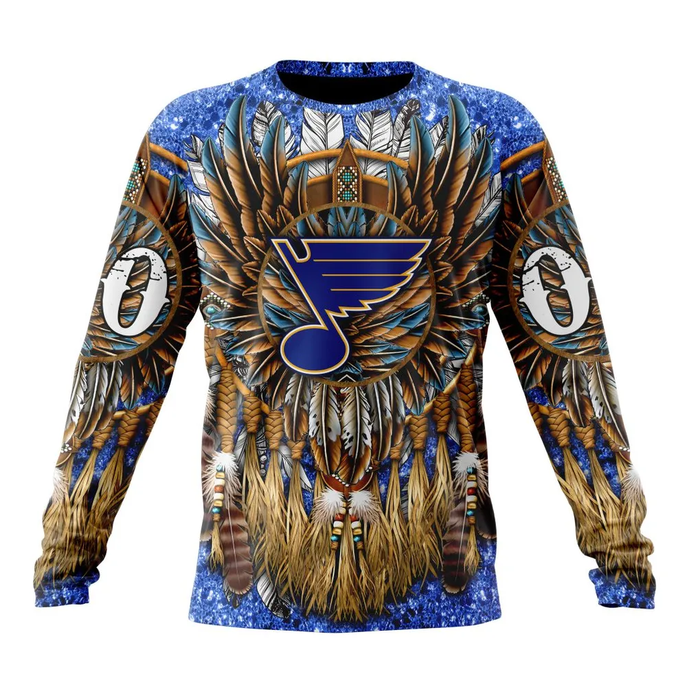 NHL St. Louis Blues Special Native Costume Design St2201 Long Sleeved Sweatshirt 