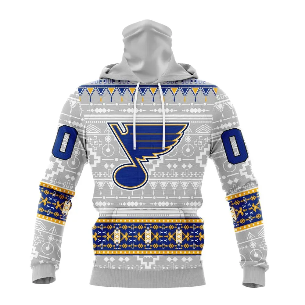 NHL St. Louis Blues Special Native Design St2302 Mask Hoodie