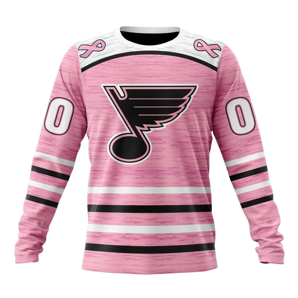 NHL St. Louis Blues Special Pink Fight Breast Cancer Design St2304 Long Sleeved Sweatshirt 