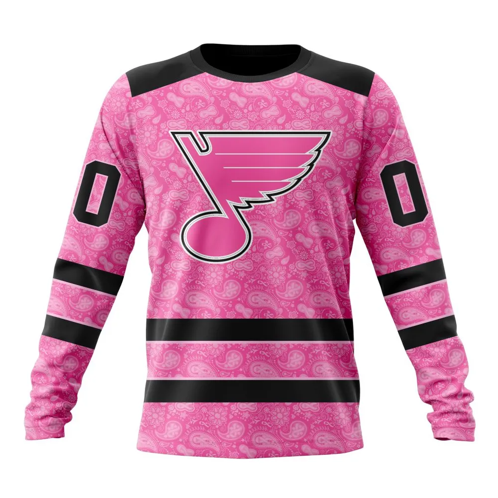 NHL St. Louis Blues Special Pink Fight Breast Cancer St2306 Long Sleeved Sweatshirt 