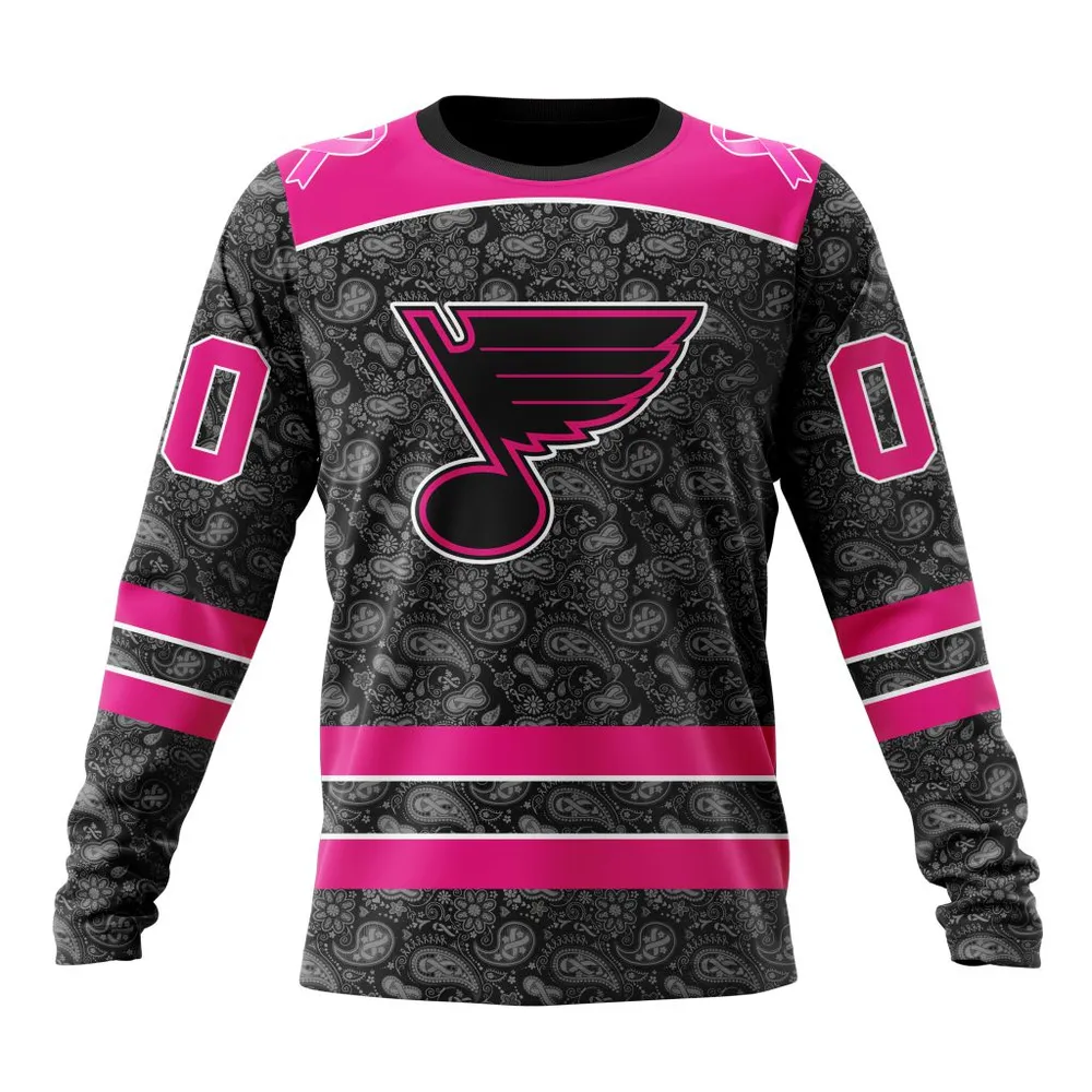 NHL St. Louis Blues Special Pink In The Rink Fight Breast Cancer St2301 Long Sleeved Sweatshirt 