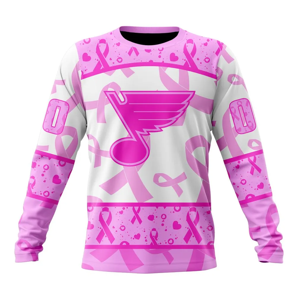 NHL St. Louis Blues Special Pink October Breast Cancer Awareness Month St2302 Long Sleeved Sweatshirt 