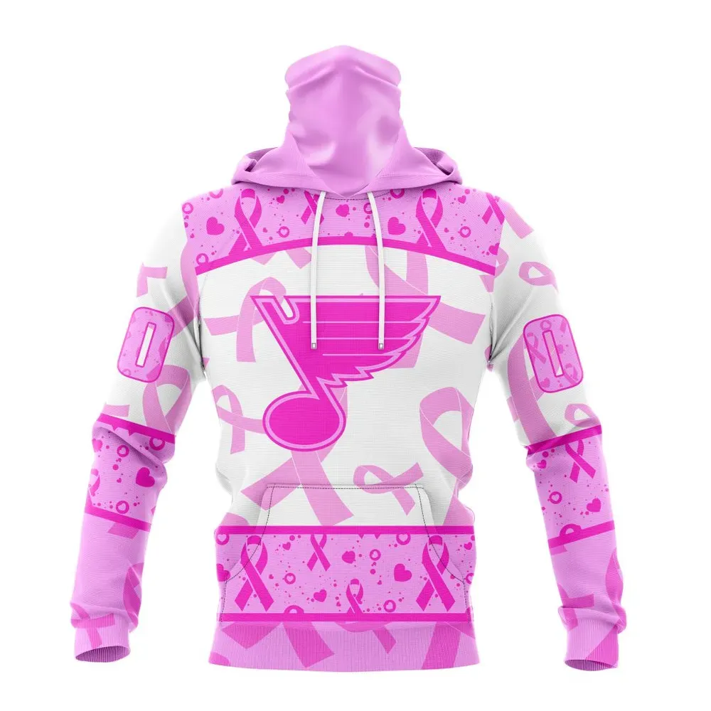 NHL St. Louis Blues Special Pink October Breast Cancer Awareness Month St2302 Mask Hoodie