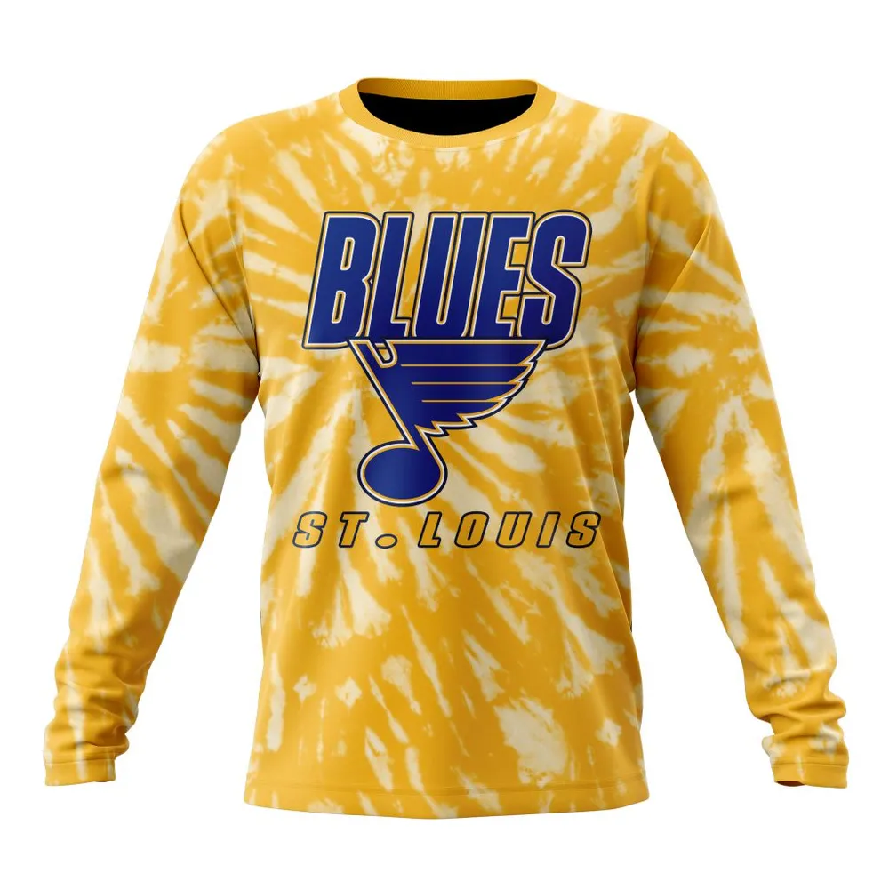 NHL St Louis Blues Special Retro Vintage Tie Dye St2201 Long Sleeved Sweatshirt 