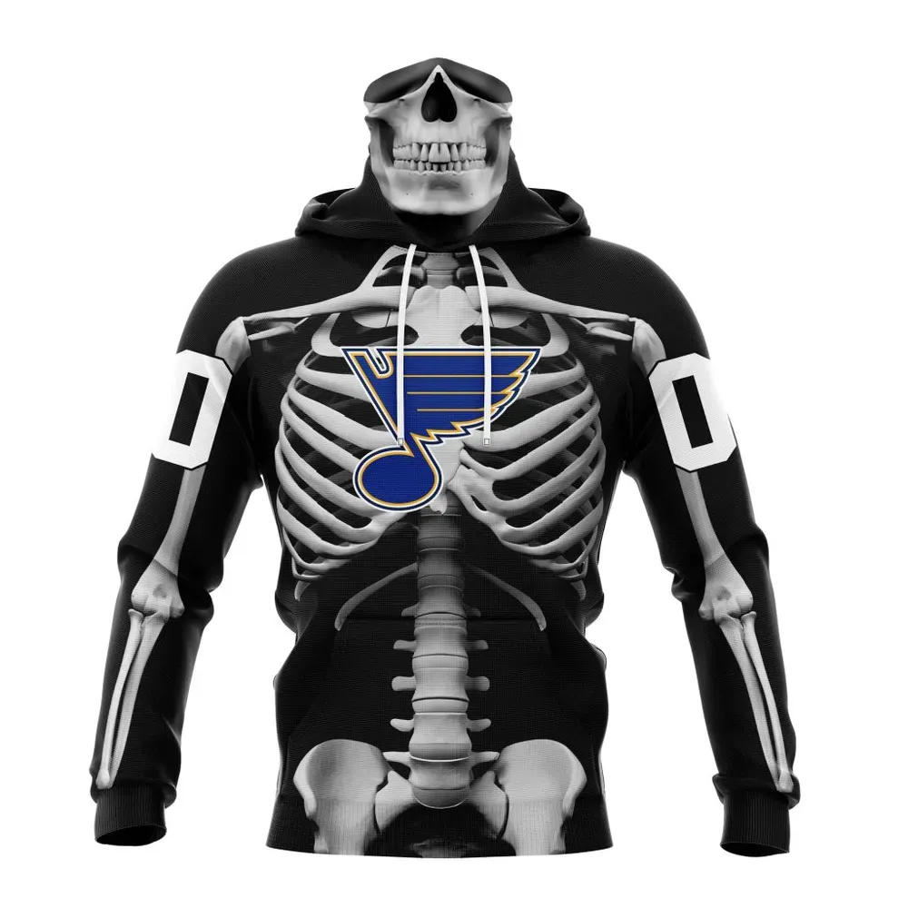 NHL St. Louis Blues Special Skeleton Costume For Halloween St2301 Mask Hoodie