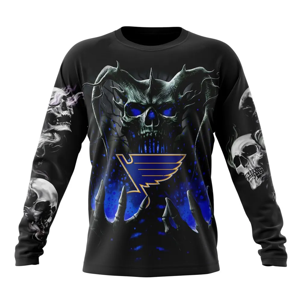 NHL St. Louis Blues Special Skull Art Design St2301 Long Sleeved Sweatshirt 