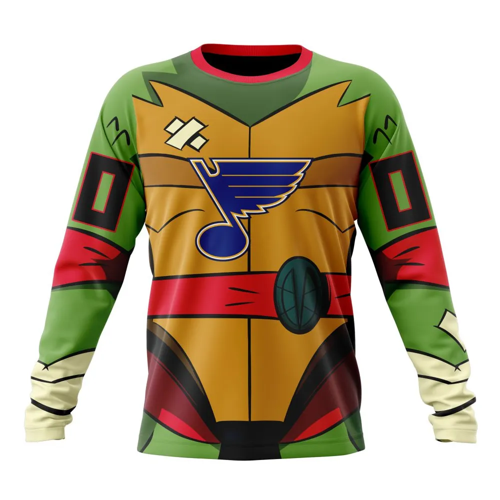 NHL St. Louis Blues Special Teenage Mutant Ninja Turtles Design St2301 Long Sleeved Sweatshirt 