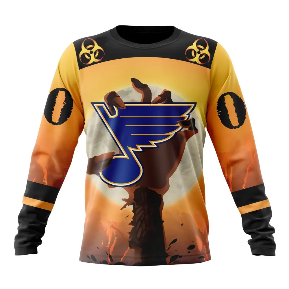 NHL St. Louis Blues Special Zombie Design For Halloween St2305 Long Sleeved Sweatshirt 