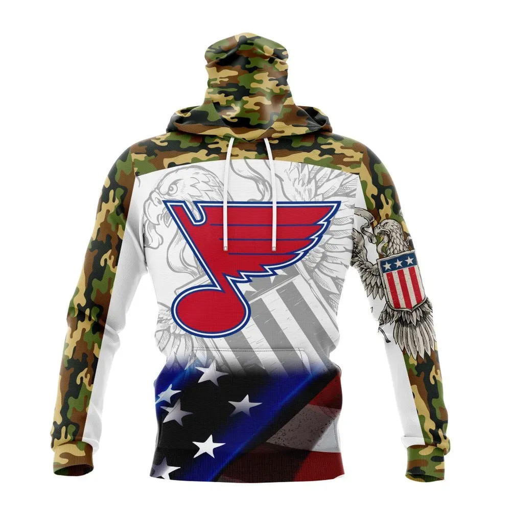 NHL St. Louis Blues | Specialized Design With Our America Flag And Our America Eagle Mask Hoodie