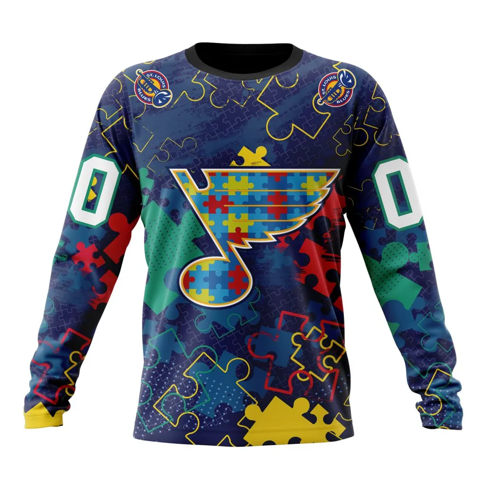 NHL St. Louis Blues | Specialized Fearless Aganst Autism Long Sleeved Sweatshirt 