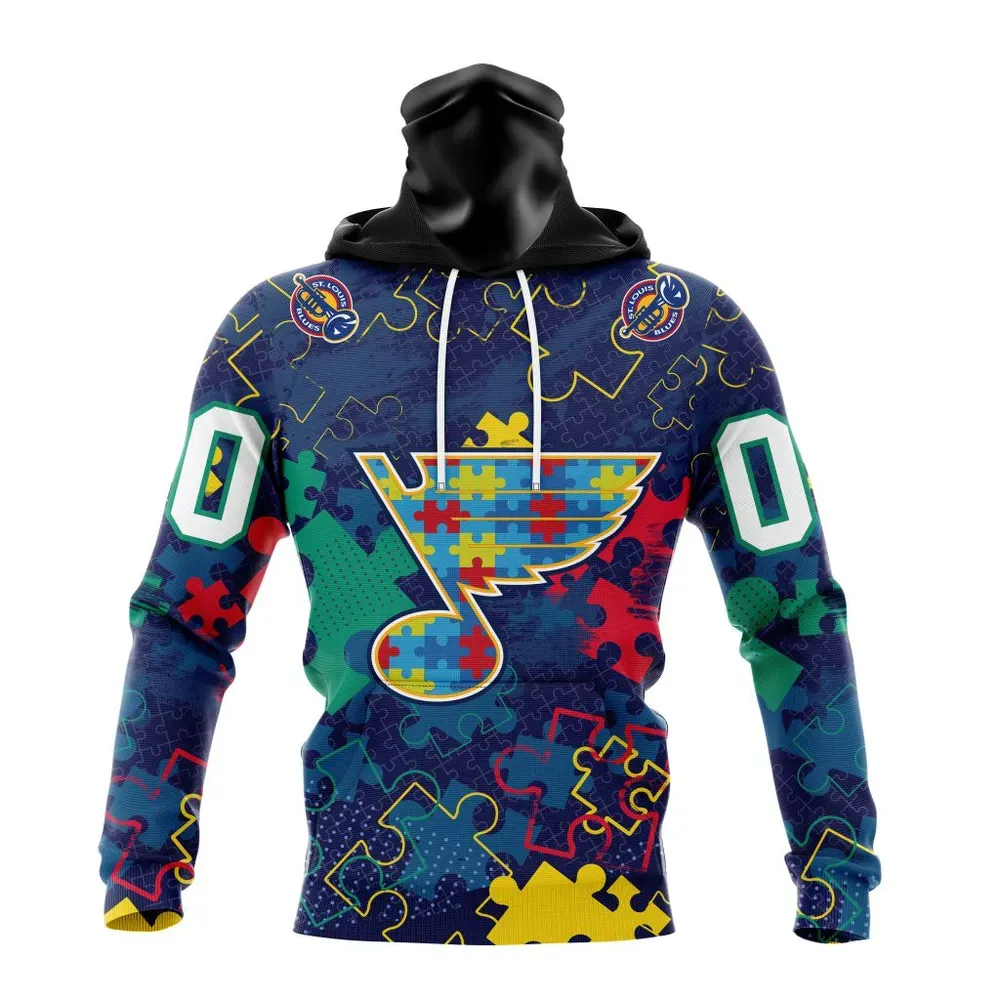 NHL St. Louis Blues | Specialized Fearless Aganst Autism Mask Hoodie