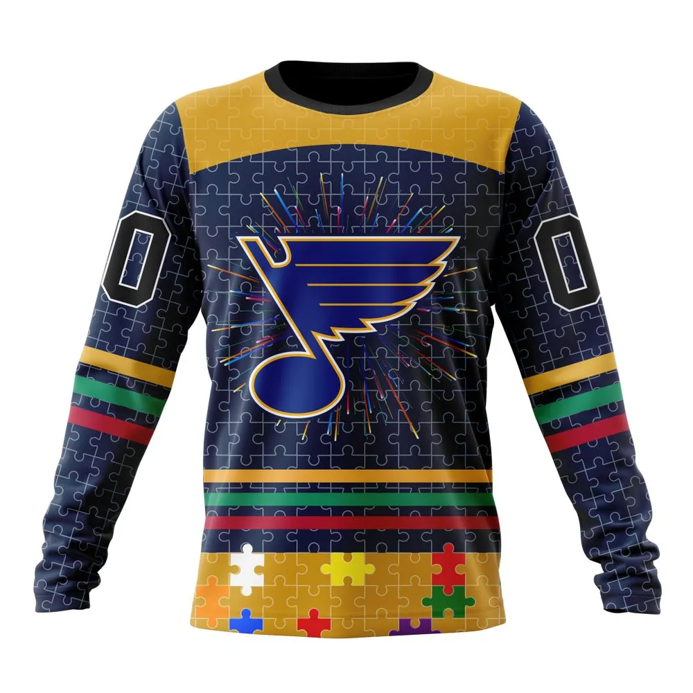 NHL St. Louis Blues | Specialized Fearless Aganst Autism V0122 Long Sleeved Sweatshirt 