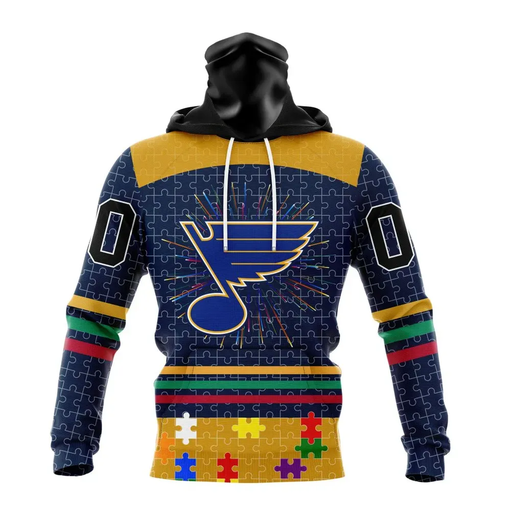 NHL St. Louis Blues | Specialized Fearless Aganst Autism V0122 Mask Hoodie