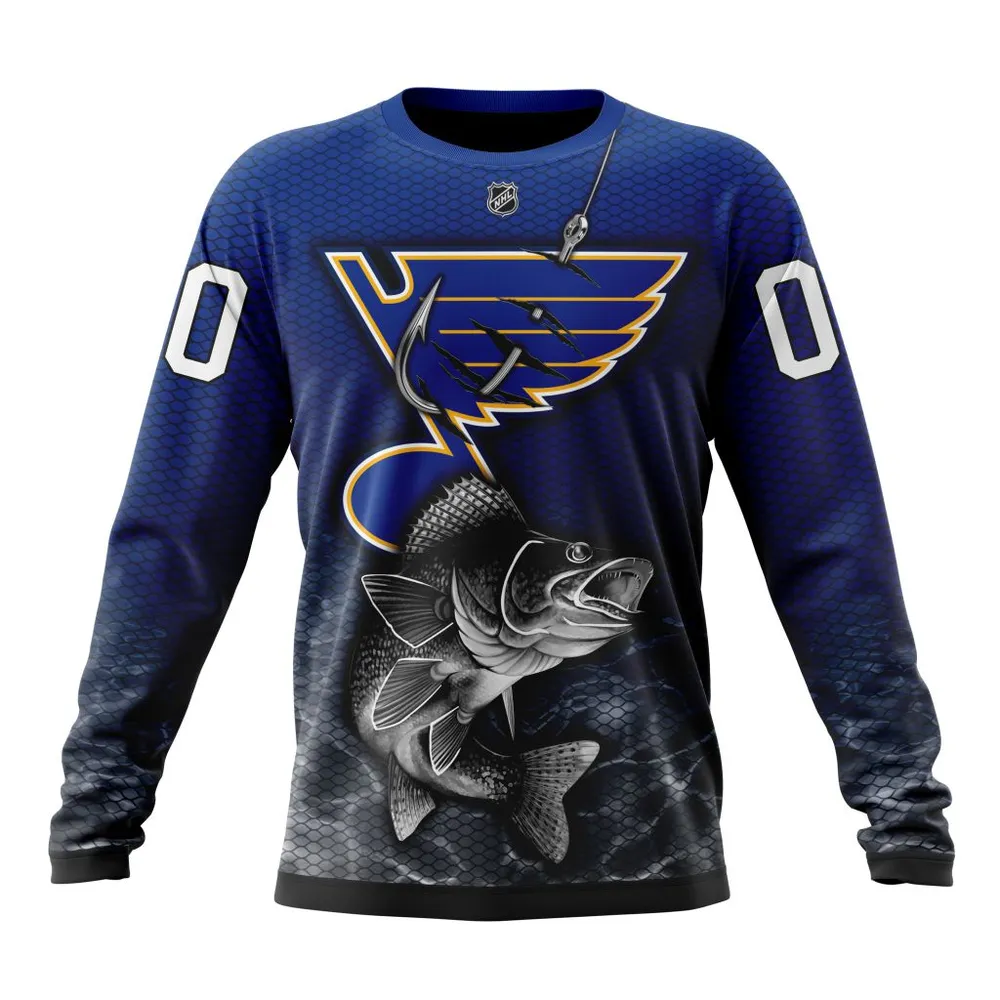 NHL St Louis Blues | Specialized Fishing Style St2201 Long Sleeved Sweatshirt 