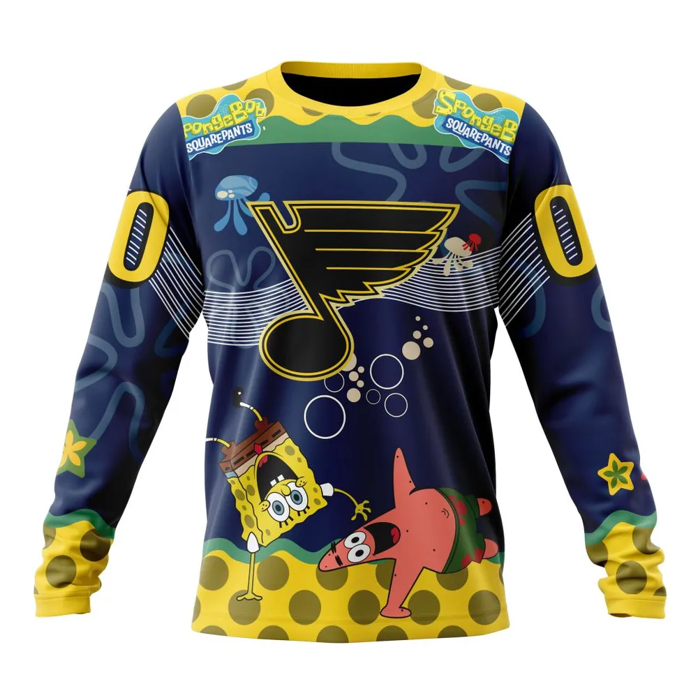 NHL St. Louis Blues | Specialized Jersey With Spongebob Long Sleeved Sweatshirt 