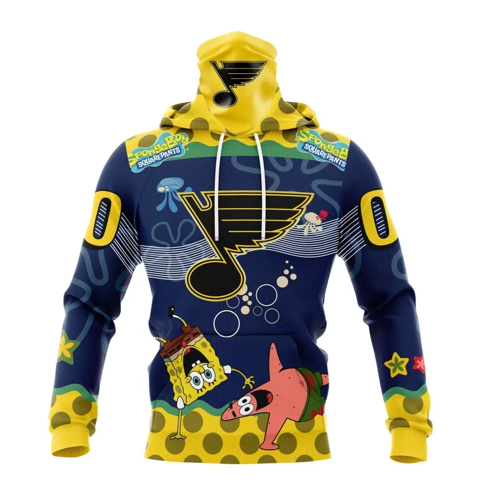 NHL St. Louis Blues | Specialized Jersey With Spongebob Mask Hoodie