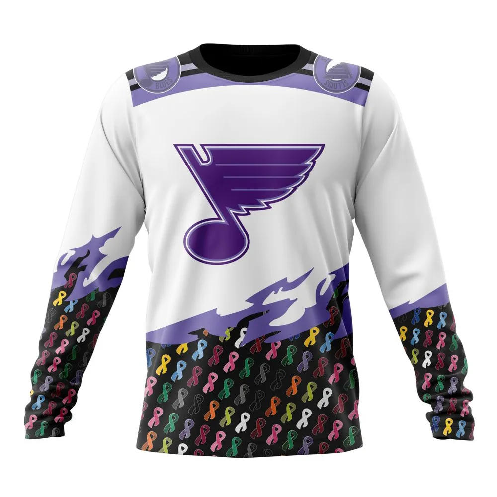 NHL St. Louis Blues | Specialized Kits In October We Stand Together We Can Beat Cancer Long Sleeved Sweatshirt 