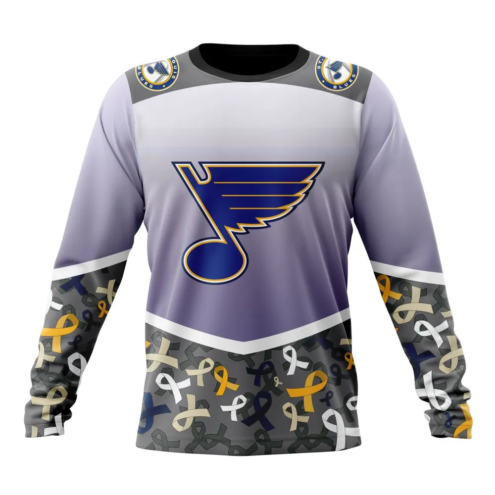 NHL St. Louis Blues | Specialized Sport Fights Again All Cancer V0122 Long Sleeved Sweatshirt 