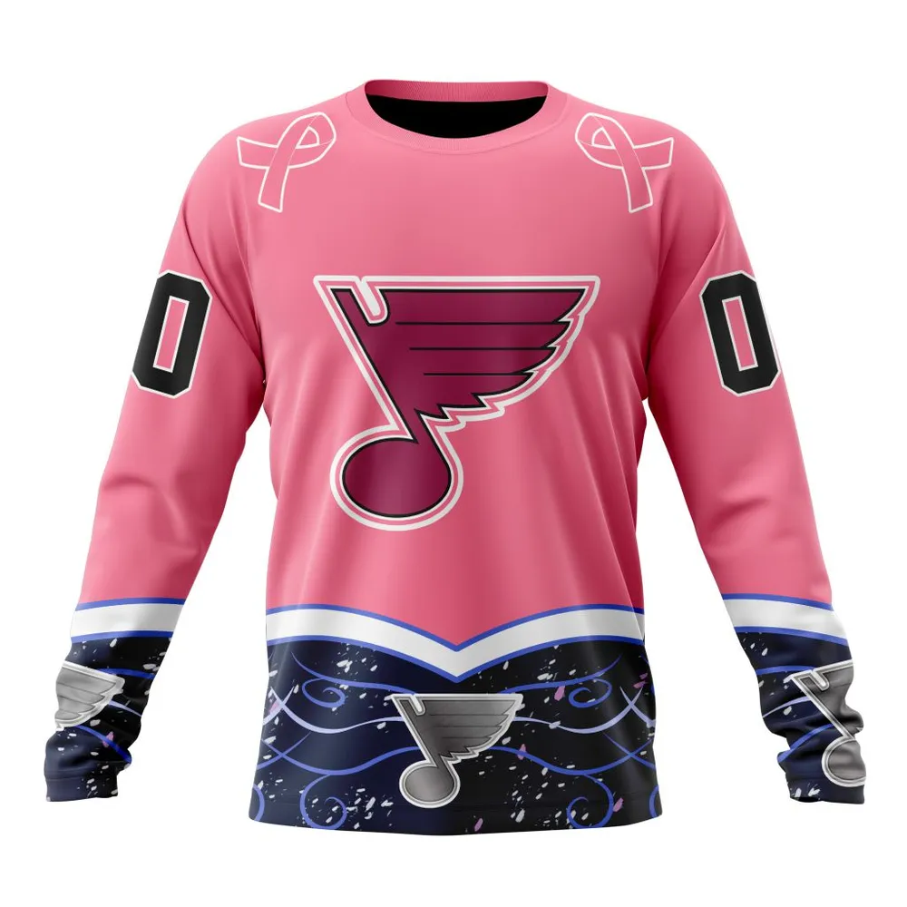 NHL St. Louis Blues | Specialized Unisex For Hockey Fights Cancer Long Sleeved Sweatshirt 