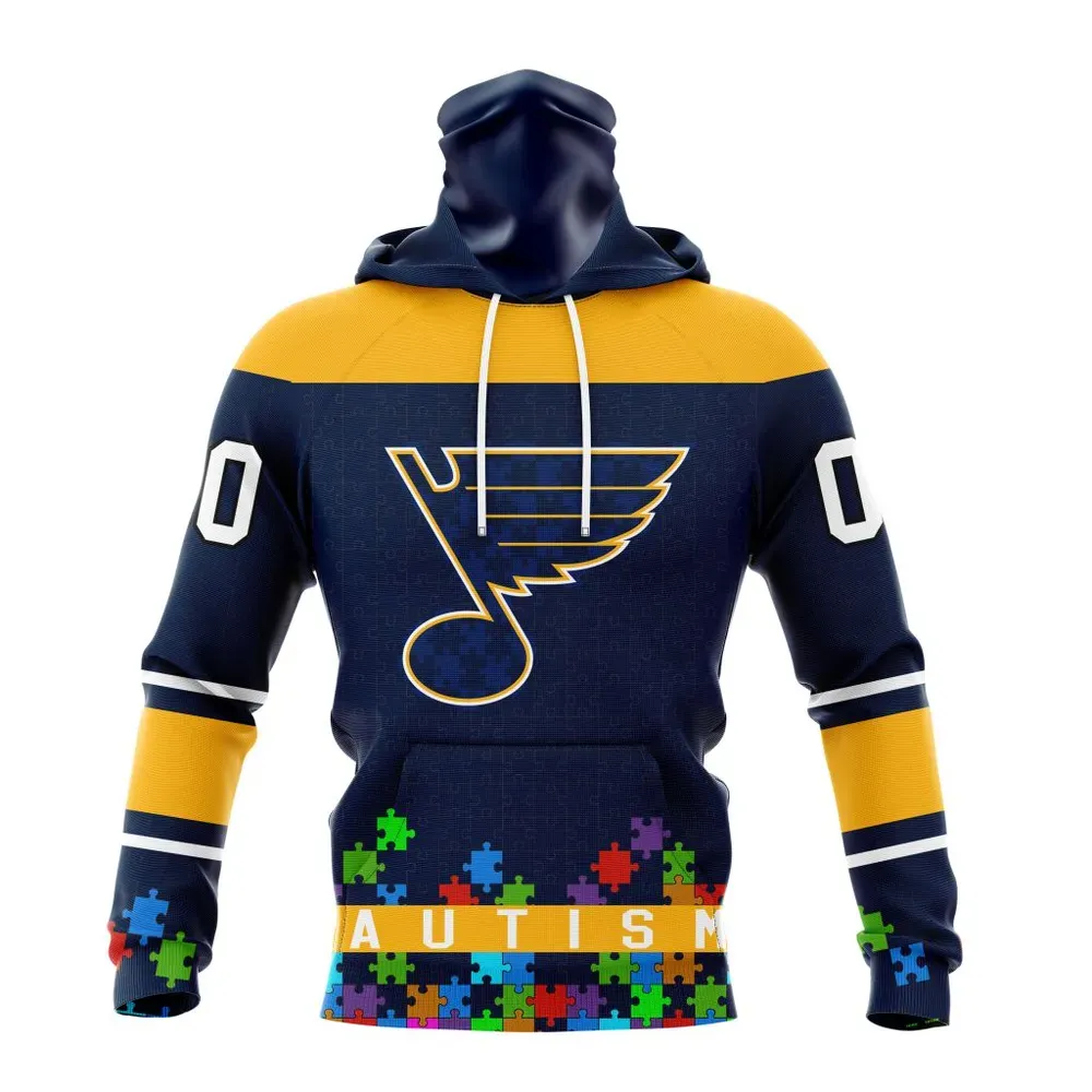 NHL St. Louis Blues | Specialized Unisex Kits Hockey Fights Against Autism Mask Hoodie