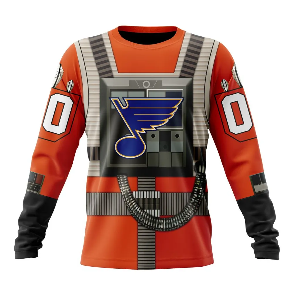 NHL St. Louis Blues Star Wars Rebel Pilot Design St2201 Long Sleeved Sweatshirt 