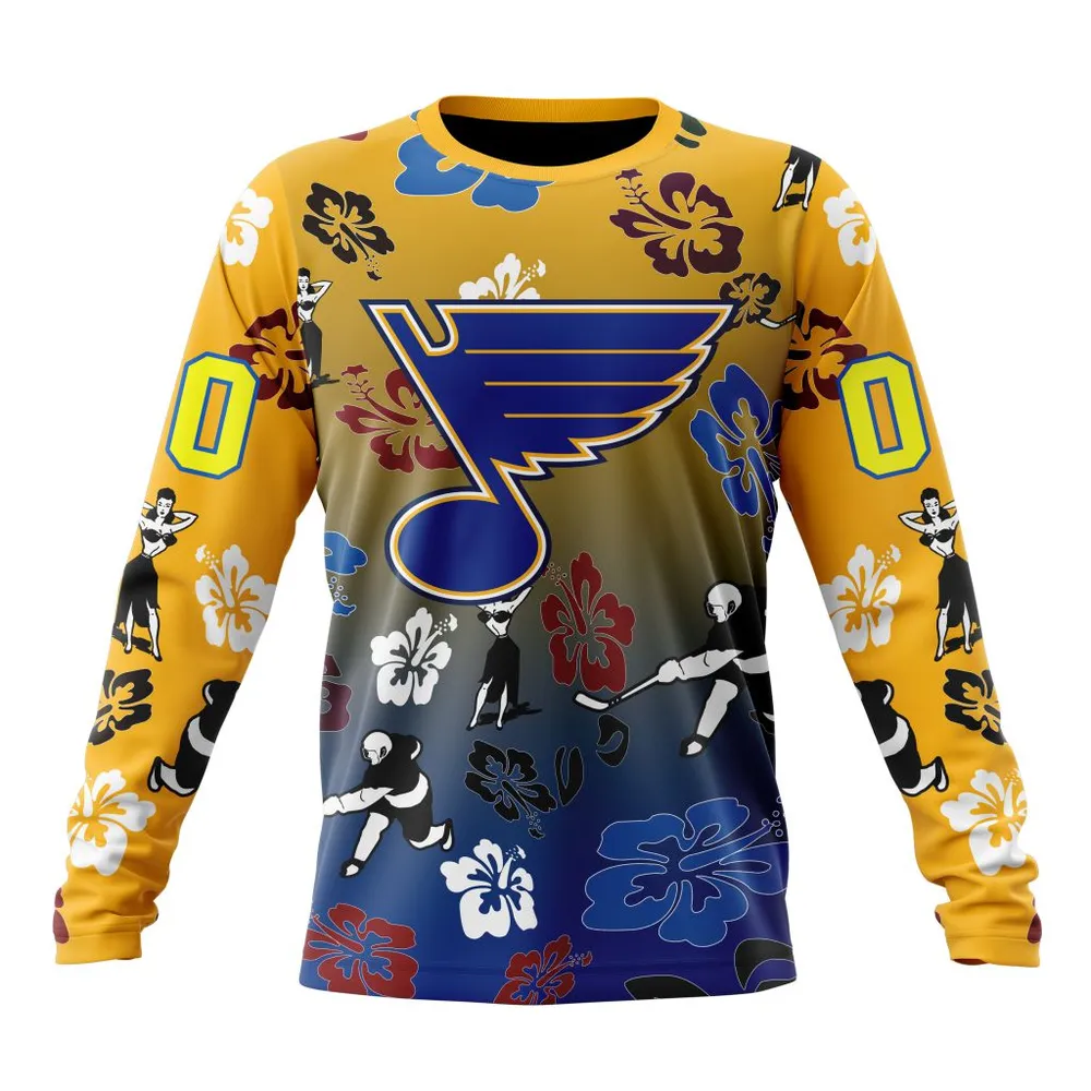 NHL St. Louis Blues X Hawaii Specialized Design For Hawaiia V0122 Long Sleeved Sweatshirt 