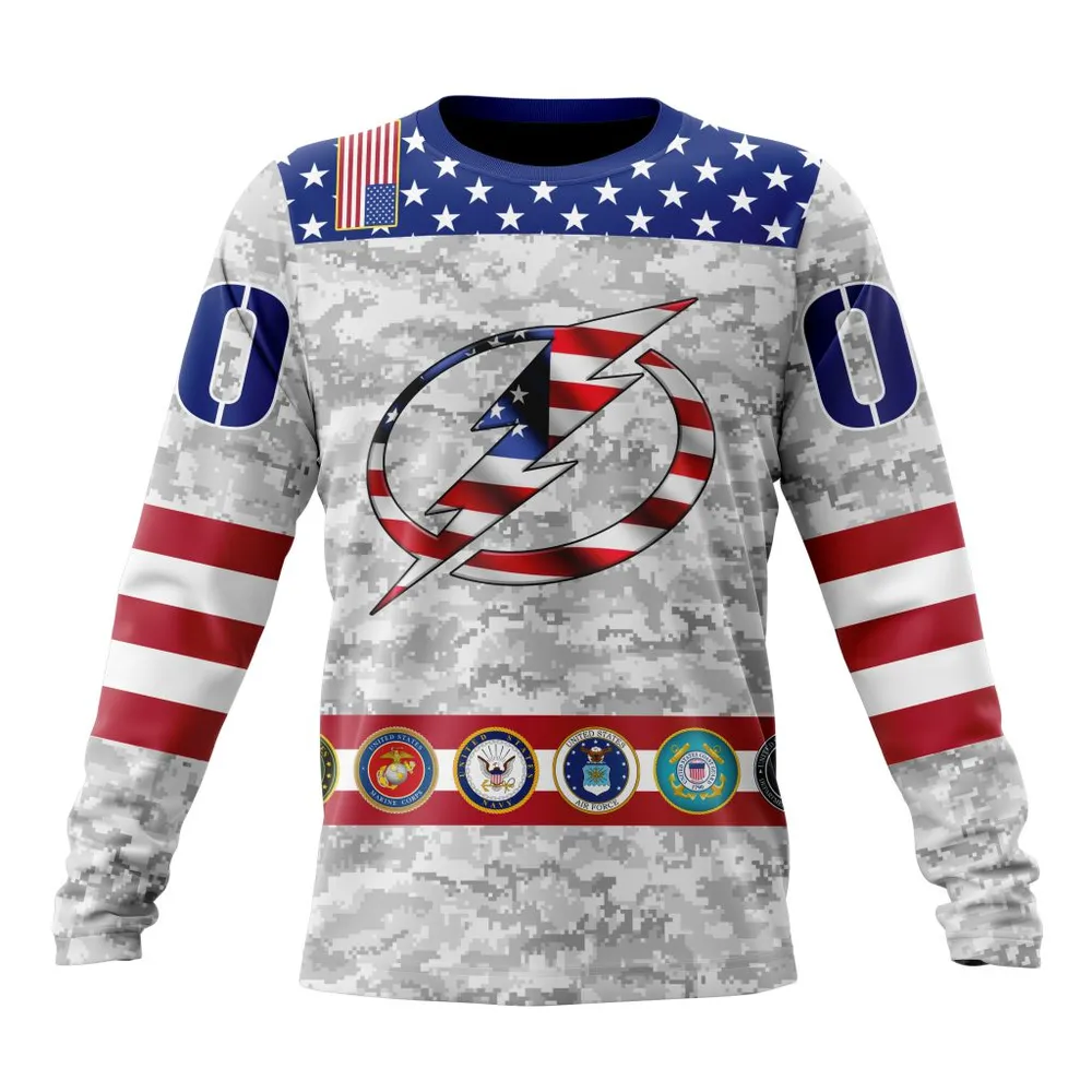 NHL Tampa Bay Lightning Armed Forces Appreciation St2201 Long Sleeved Sweatshirt 