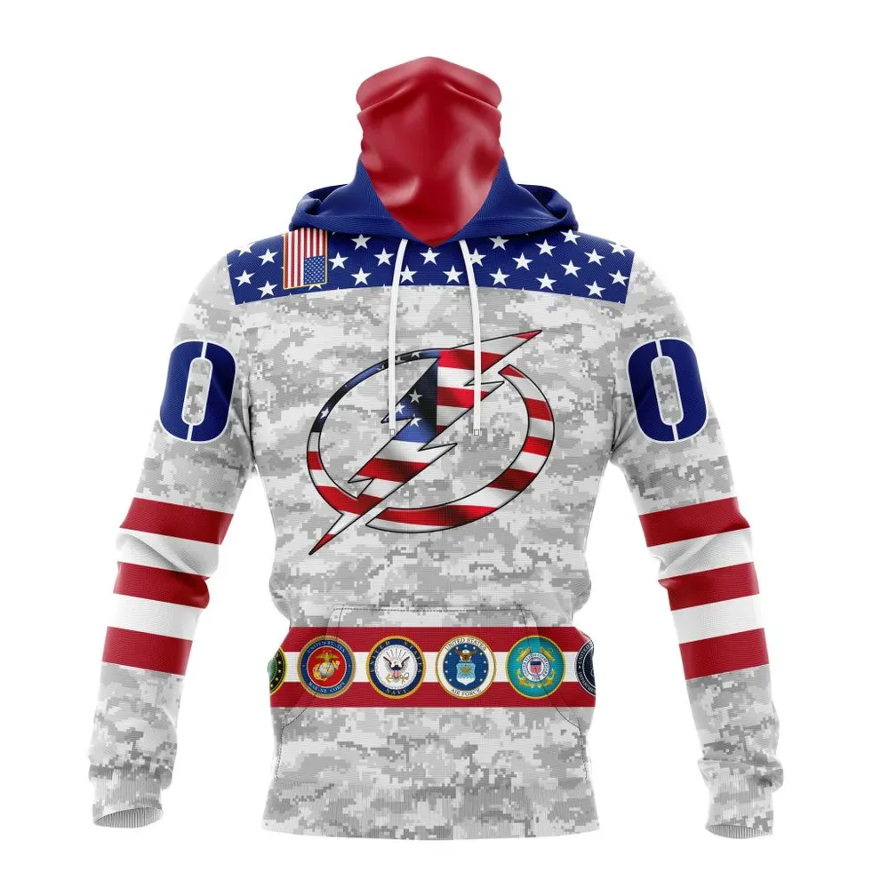 NHL Tampa Bay Lightning Armed Forces Appreciation St2201 Mask Hoodie