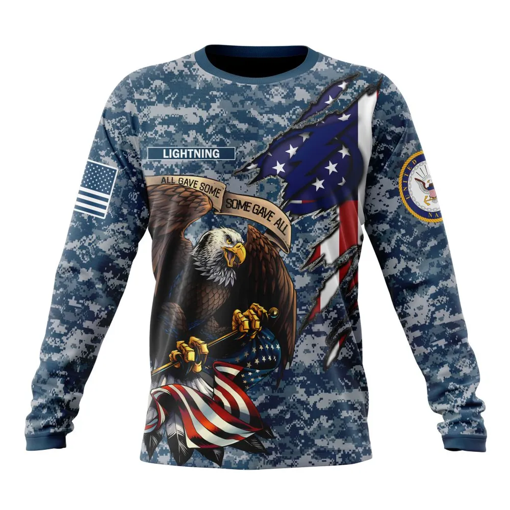 NHL Tampa Bay Lightning Honor Us Navy Veterans St2202 Long Sleeved Sweatshirt 