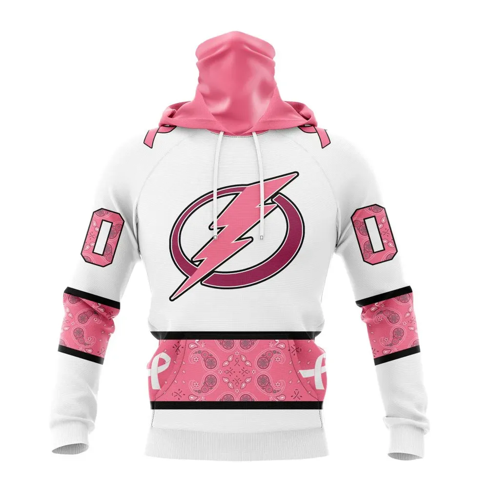 NHL Tampa Bay Lightning In Classic Style With Paisley! In October We Wear Pink Breast Cancer Mask Hoodie