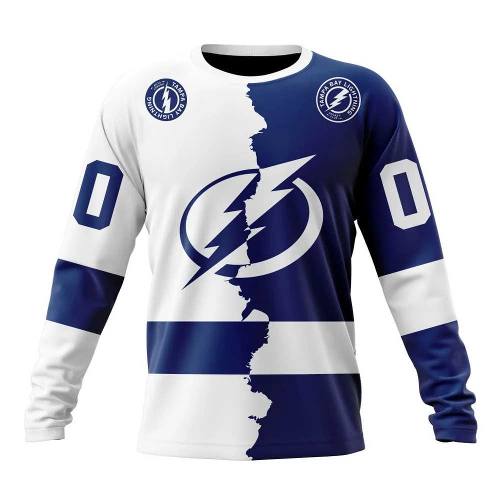 NHL Tampa Bay Lightning Personalize Home Mix Away Kits Long Sleeved Sweatshirt 