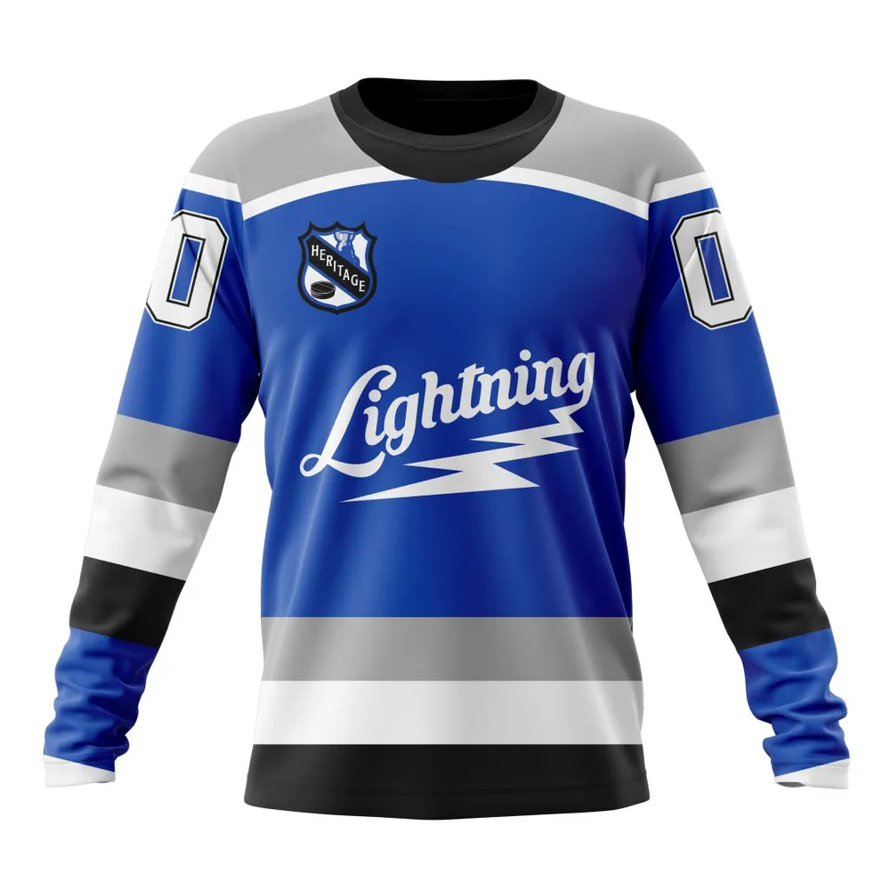 NHL Tampa Bay Lightning Personalized Heritage Design St2401 Long Sleeved Sweatshirt 