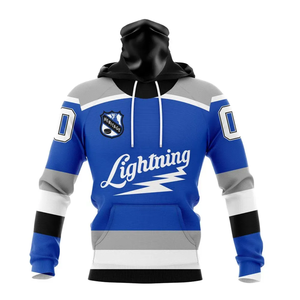 NHL Tampa Bay Lightning Personalized Heritage Design St2401 Mask Hoodie