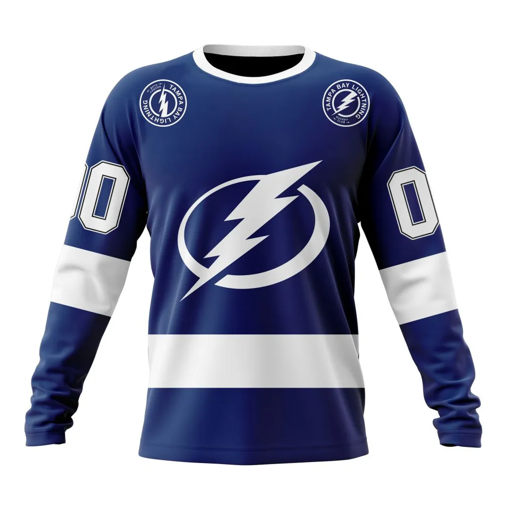 NHL Tampa Bay Lightning Personalized Home Kits Long Sleeved Sweatshirt 