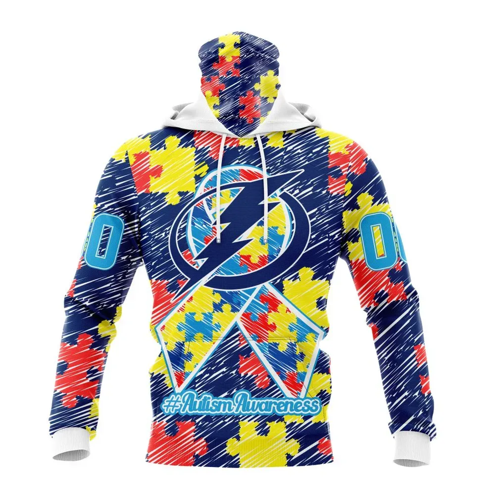 NHL Tampa Bay Lightning Special Autism Awareness Design St2201 Mask Hoodie