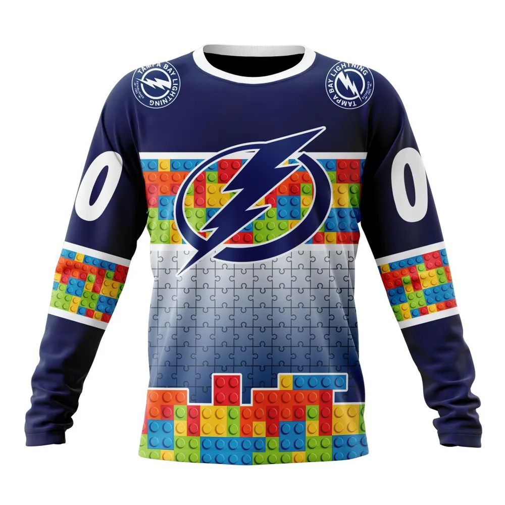 NHL Tampa Bay Lightning Special Autism Awareness Design V2301 Long Sleeved Sweatshirt 