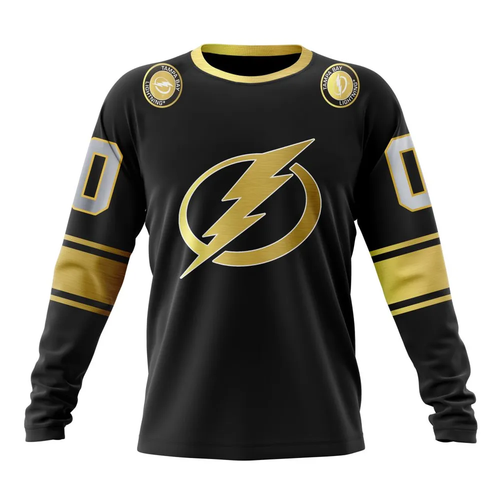 NHL Tampa Bay Lightning Special Black And Gold Design St2401 Long Sleeved Sweatshirt 