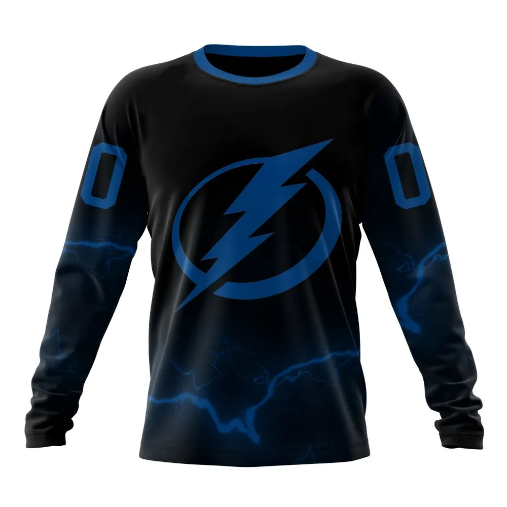 NHL Tampa Bay Lightning Special Blackout Design St2401 Long Sleeved Sweatshirt 