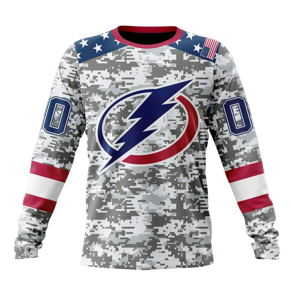 NHL Tampa Bay Lightning Special Camo Design For Veterans Day St2301 Long Sleeved Sweatshirt 