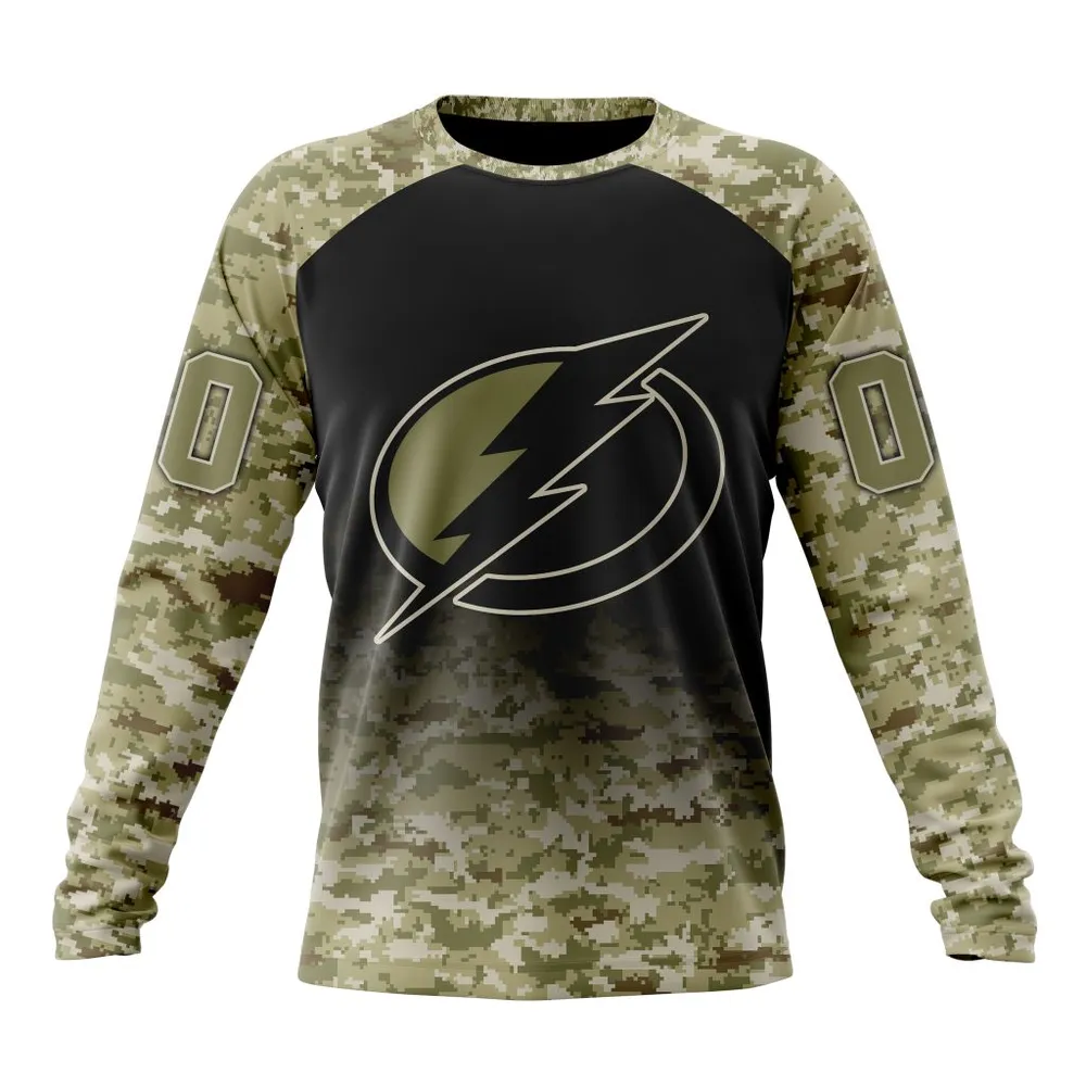 NHL Tampa Bay Lightning Special Camo Design For Veterans Day St2302 Long Sleeved Sweatshirt 